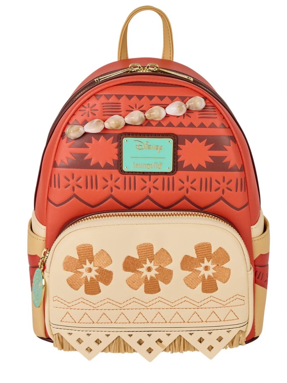 Loungefly Coral and Cream Moana-Inspired Mini Backpack